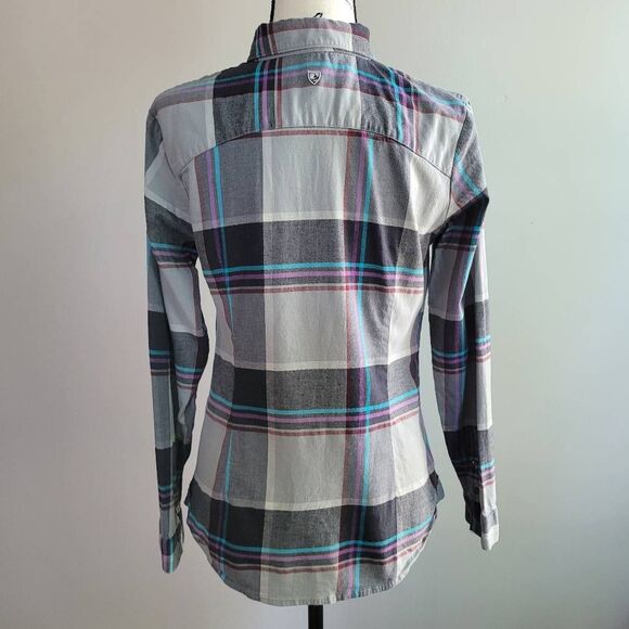 Kuhl women flannel grey button front collared gorpcore hiking country grunge - Picture 3 of 16